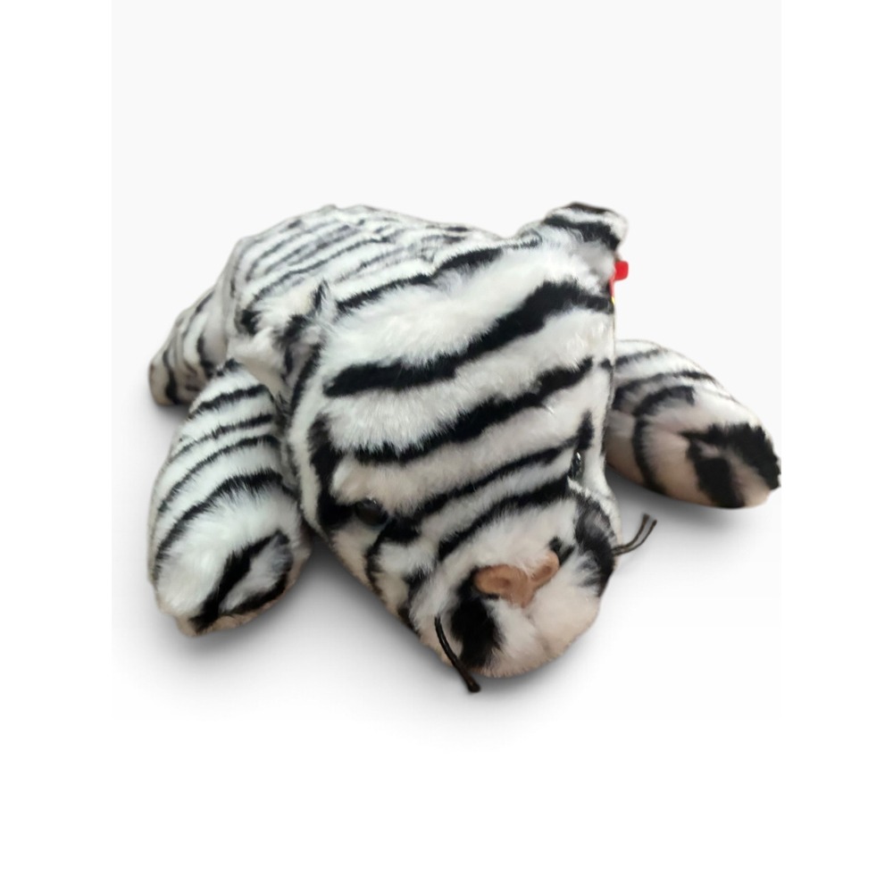Ty Beanie Buddies White Tiger Plush Large White Black Good 2000 Striped 14in Toy